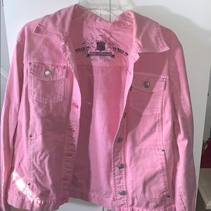 pink breast cancer jean jacket
